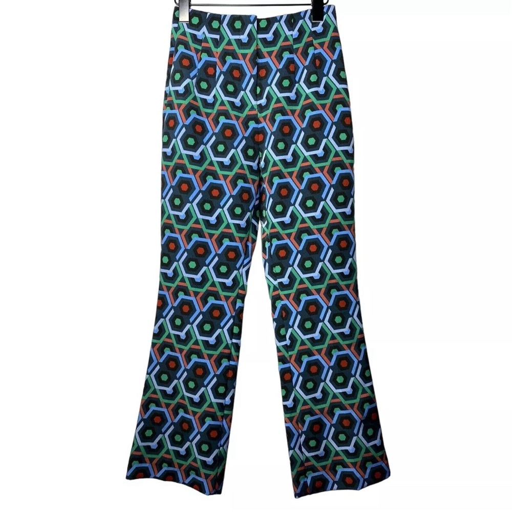 Zara Geometric Boot Cut High Rise Pants Retro Mod Hippie Y2K 90s // Small